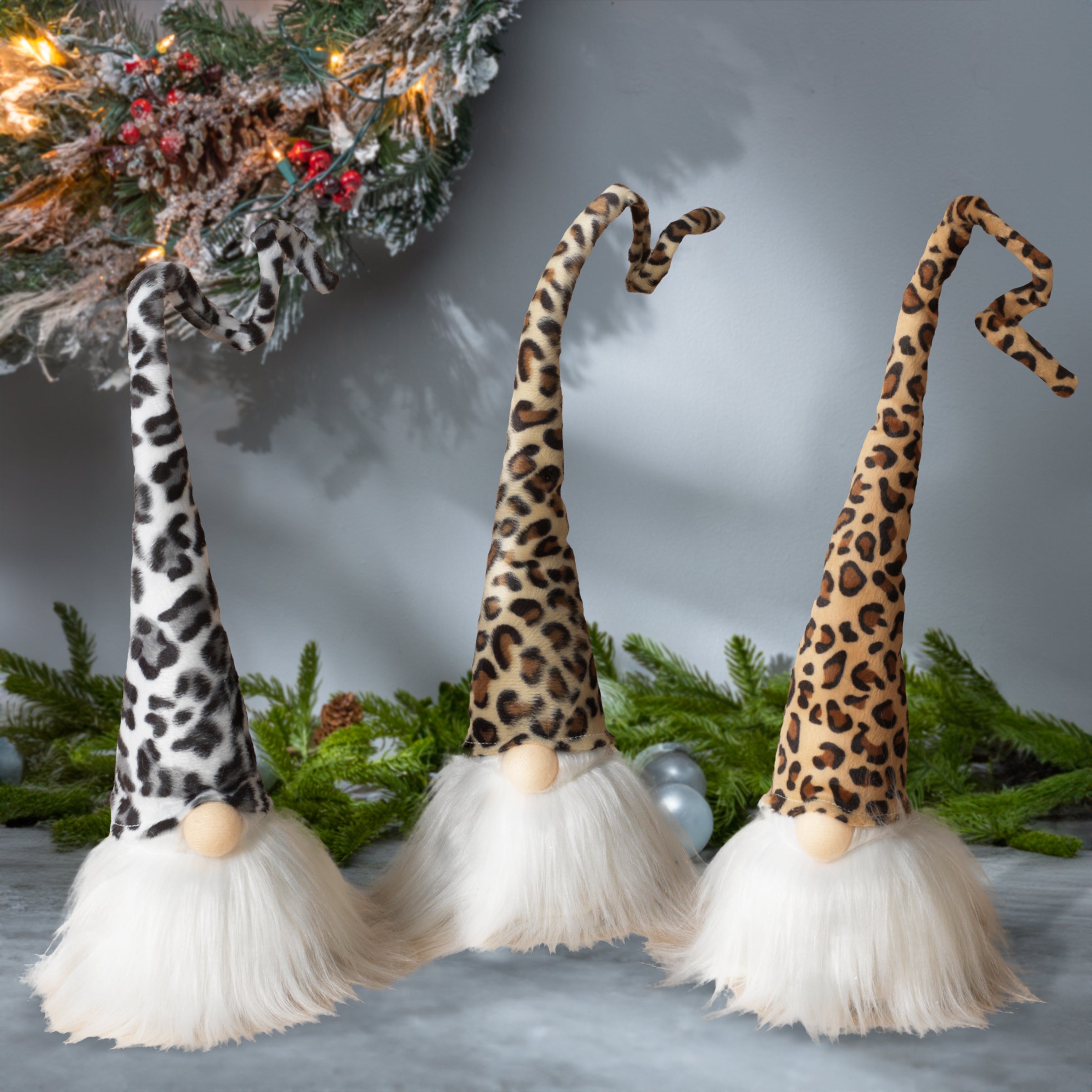 Set of 3 Leopard Print Gnomes